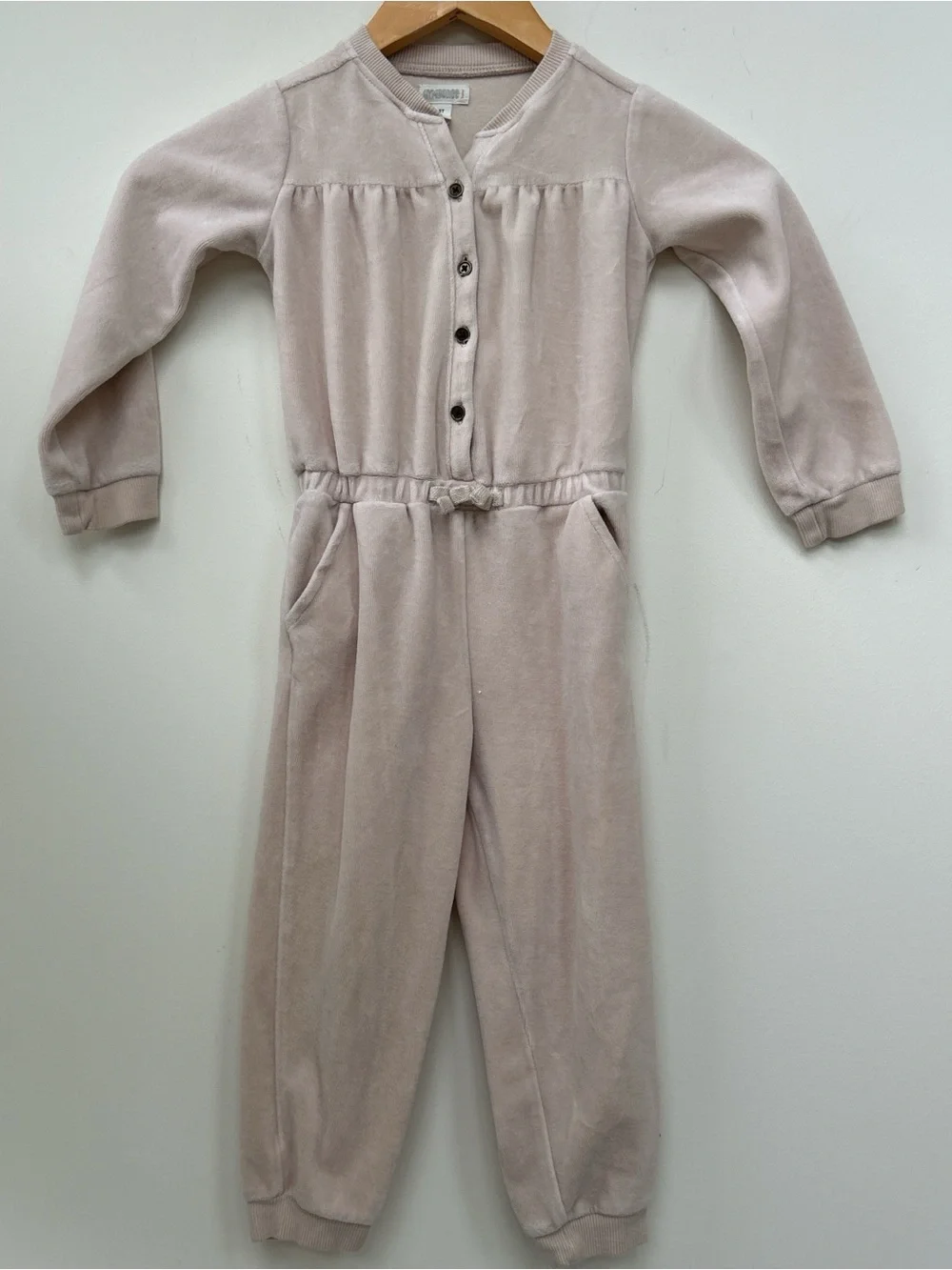 Gymboree toddler velour jumpsuit cream neutral capsule one piece 3t